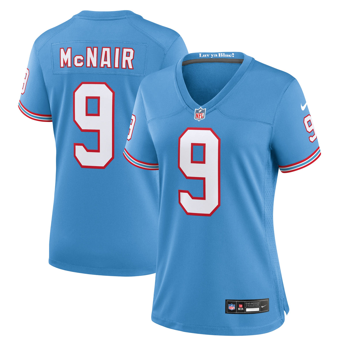 Steve McNair Tennessee Titans Nike Women's Oilers Throwback Retired Player Game Jersey Light Blue