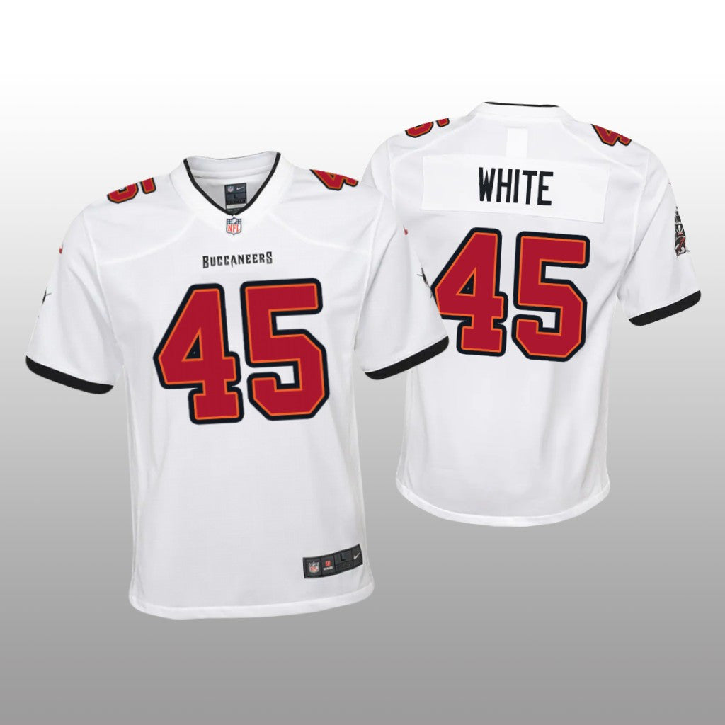 Tampa Bay Buccaneers Devin White White Jersey Game Youth