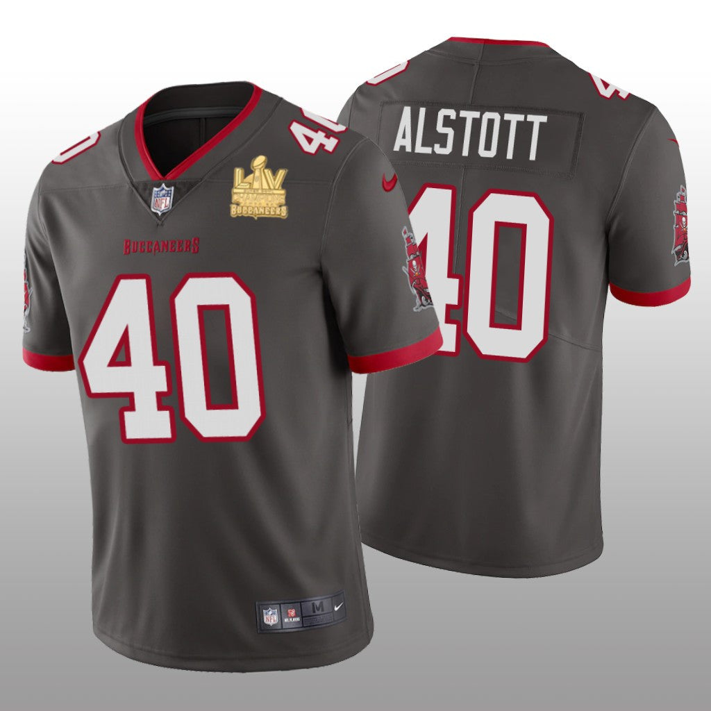 Tampa Bay Buccaneers Mike Alstott Pewter Vapor Limited Jersey Super Bowl LV Champions Men's