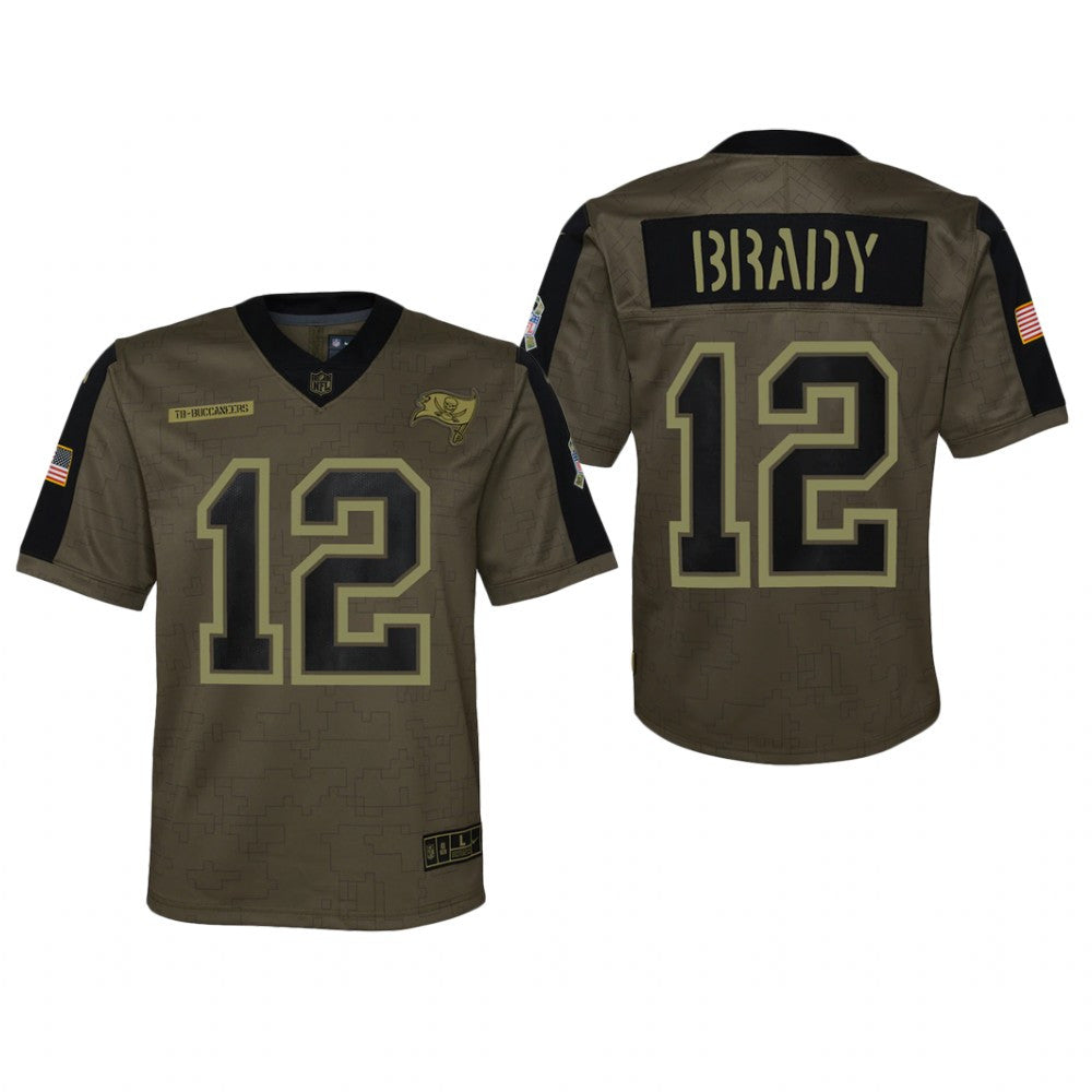 Tampa Bay Buccaneers Tom Brady Olive Game Jersey Salute To Service Youth