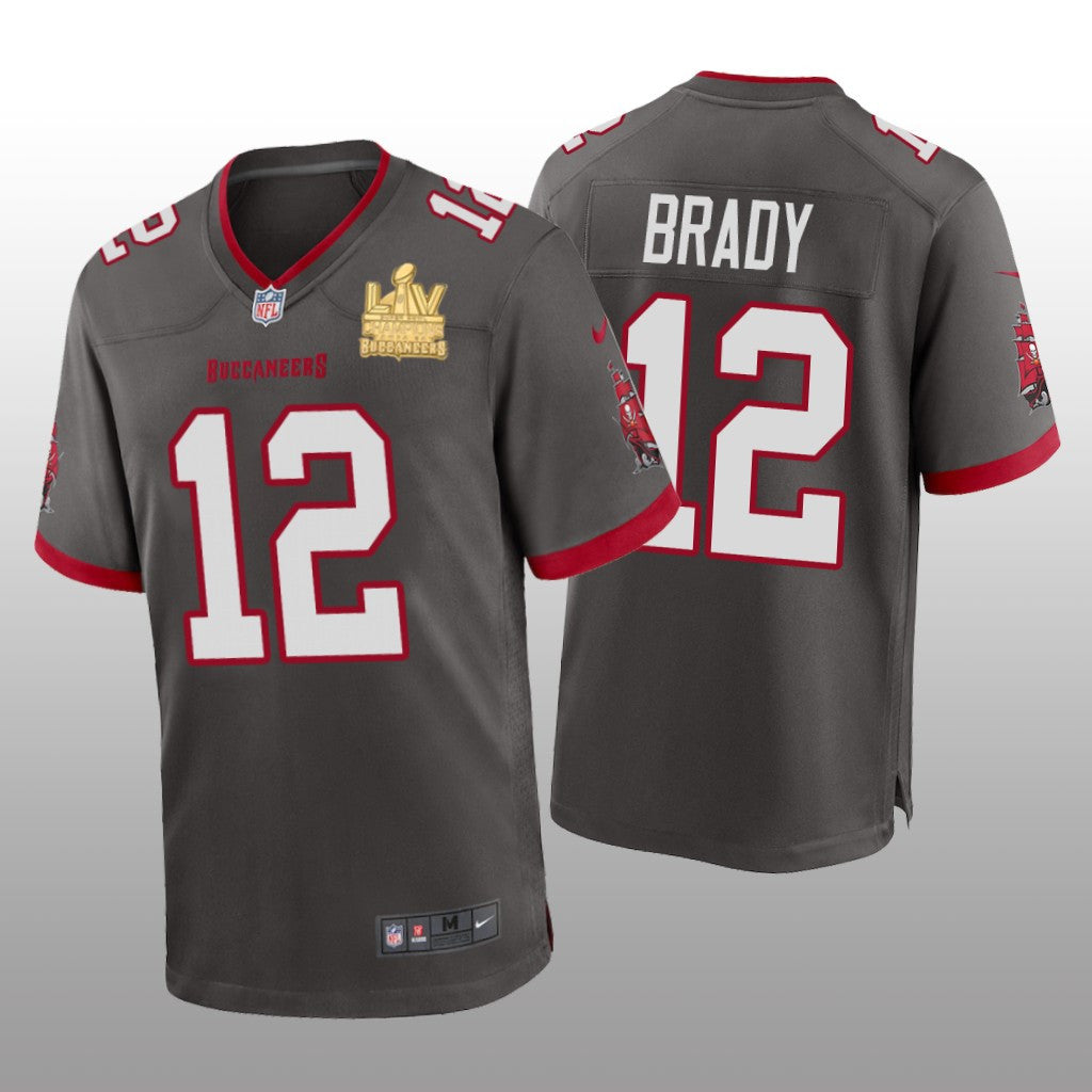 Tampa Bay Buccaneers Tom Brady Pewter Game Jersey Super Bowl LV Champions Men's