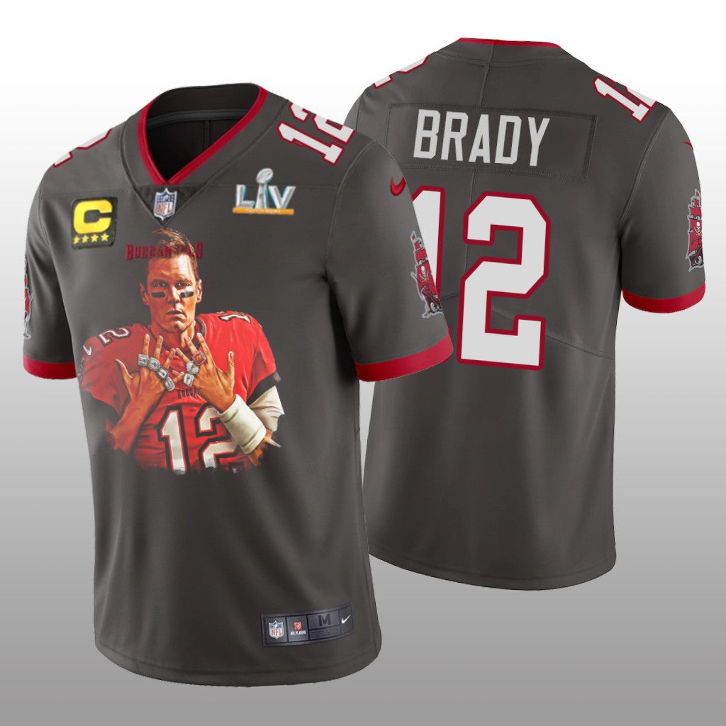 Tampa Bay Buccaneers Tom Brady Pewter Jersey Super Bowl LV Champions 7 Rings Men's