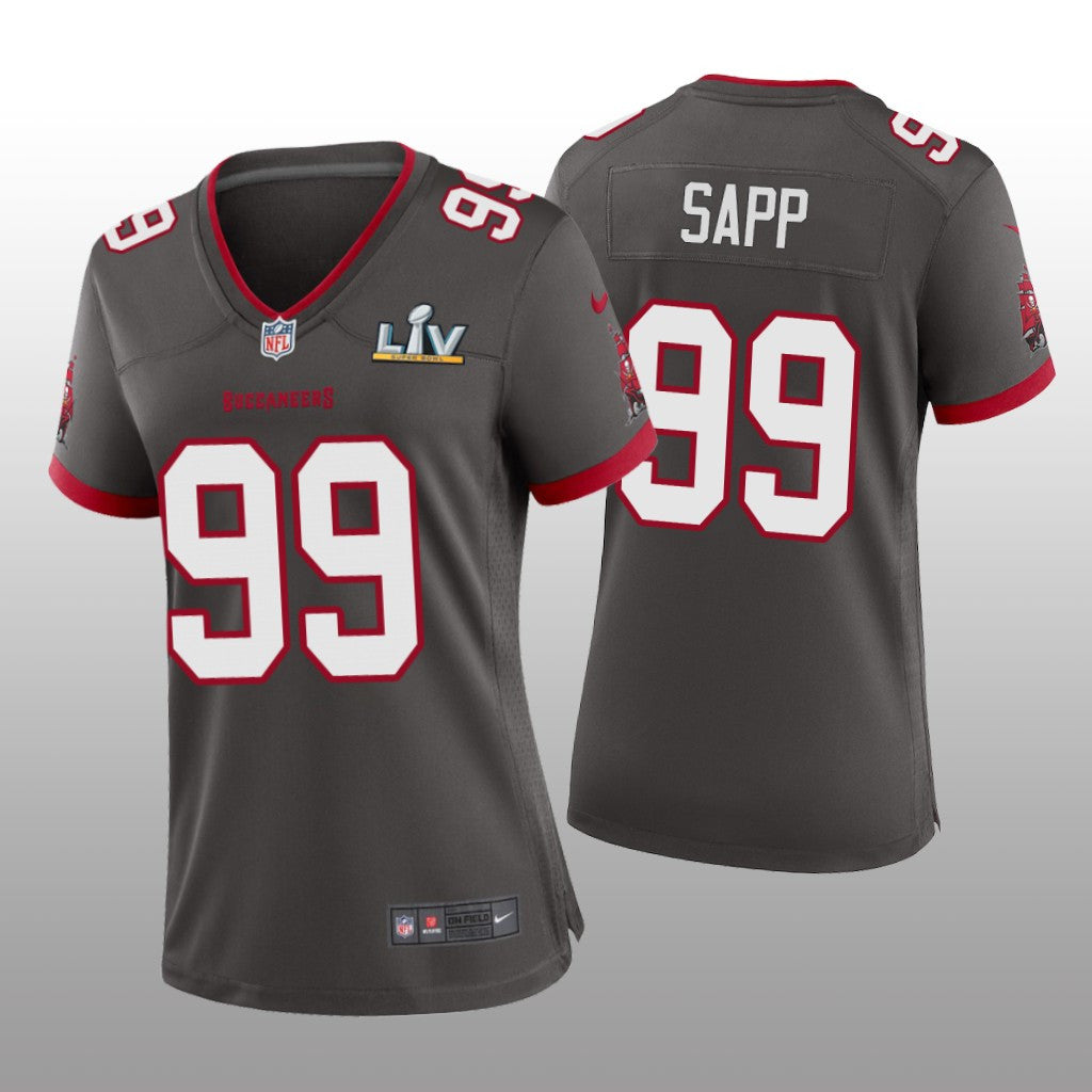 Tampa Bay Buccaneers Warren Sapp Pewter Game Jersey Super Bowl LV Women's