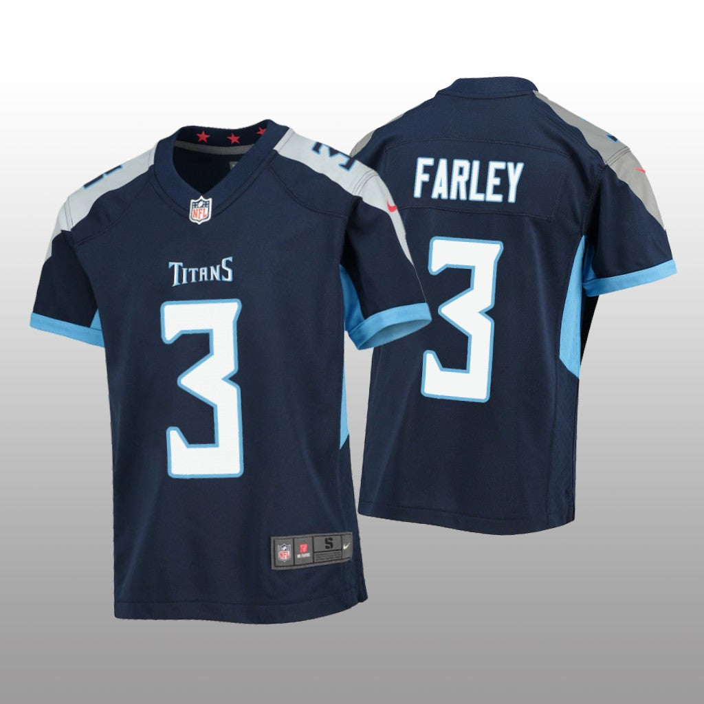 Tennessee Titans Caleb Farley Navy Jersey Game Youth