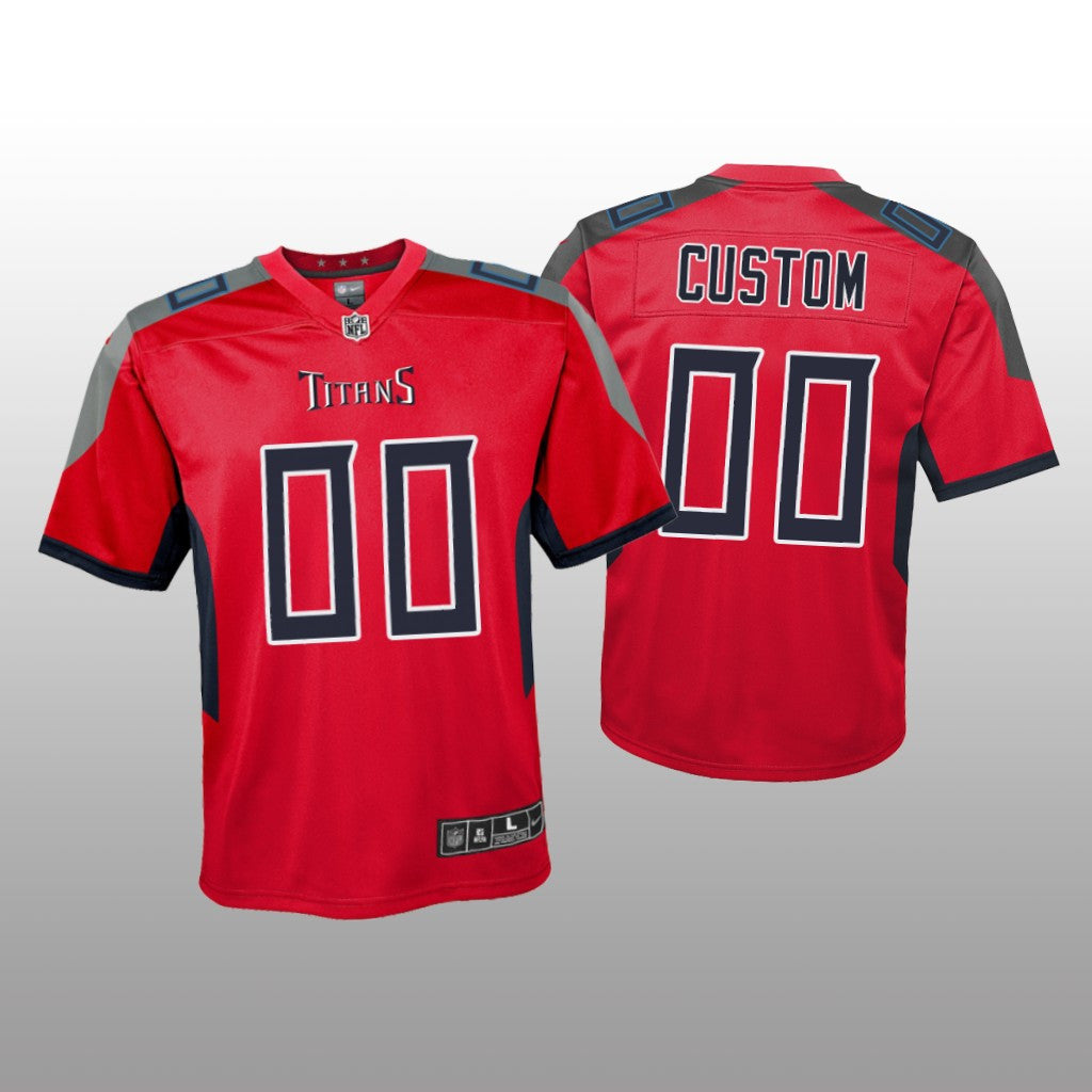 Tennessee Titans Custom Red Jersey Inverted Game Youth