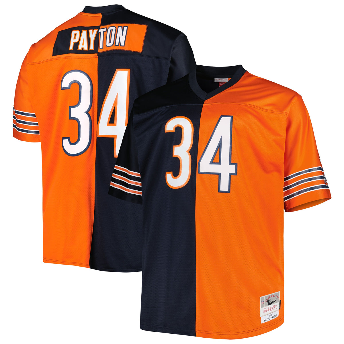 Walter Payton Chicago Bears Mitchell Ness Big Tall Split Legacy Retired Player Replica Jersey Navy-Orange