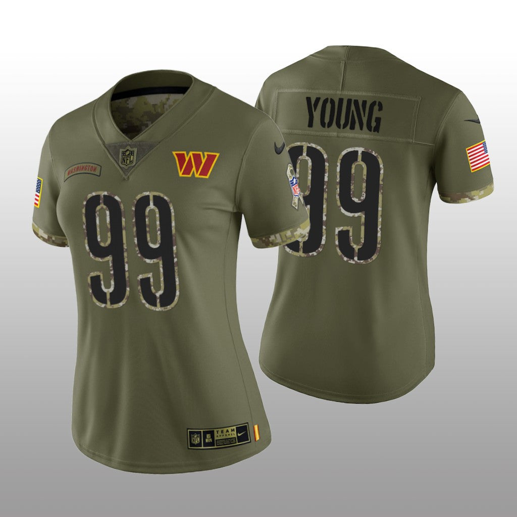 Washington Commanders Chase Young Olive Limited Jersey Salute To Service Women's