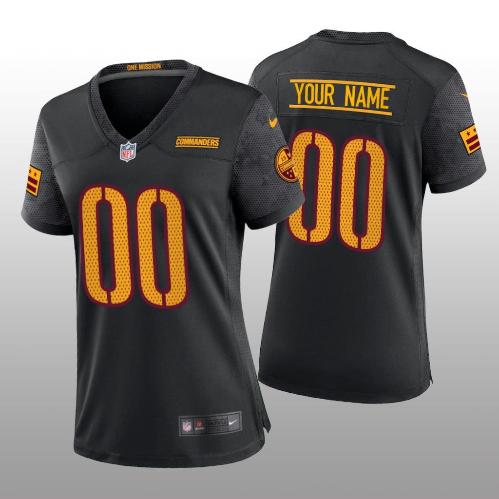 Washington Commanders Custom Black Jersey Alternate Game Women's