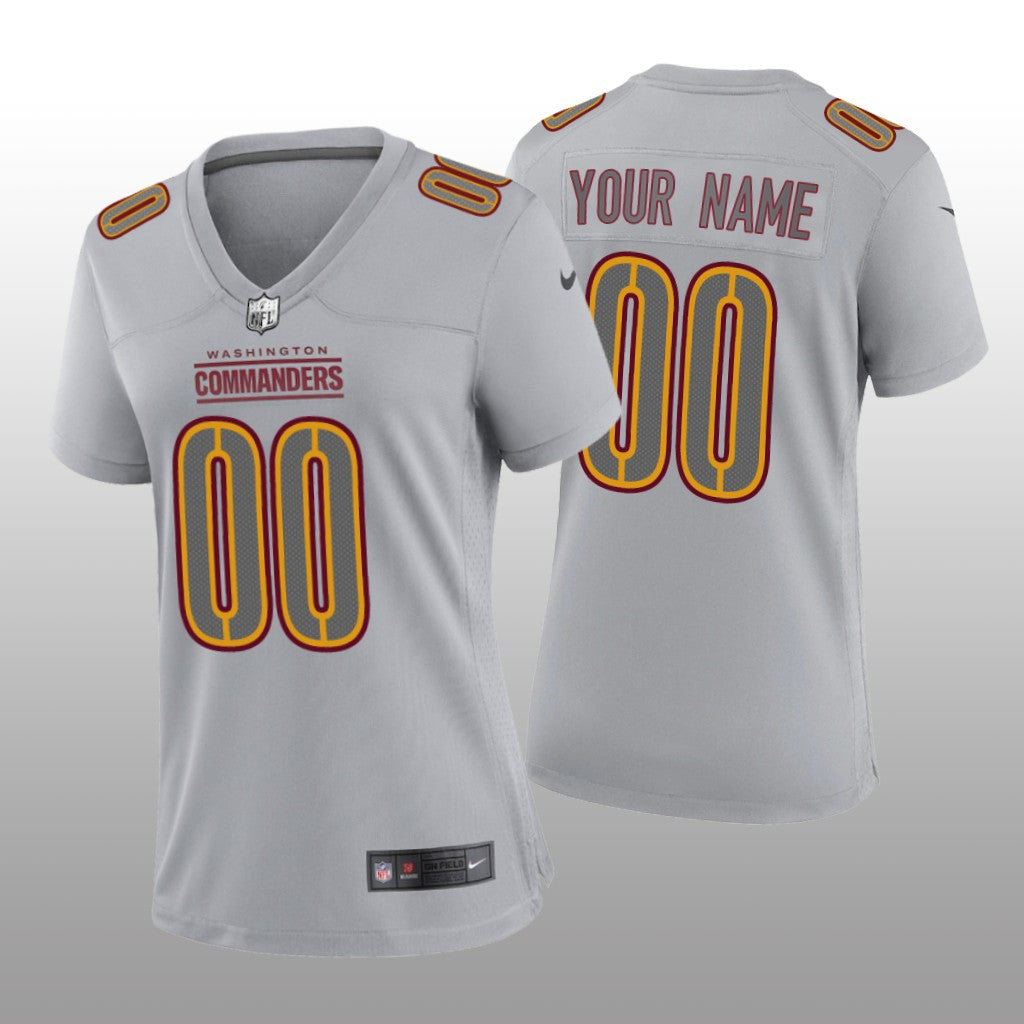 Washington Commanders Custom Gray Jersey Atmosphere Fashion Game Women's