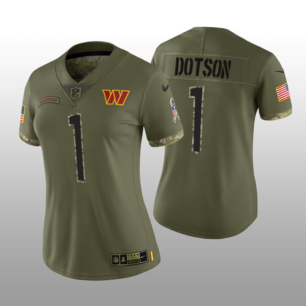 Washington Commanders Jahan Dotson Olive Limited Jersey Salute To Service Women's