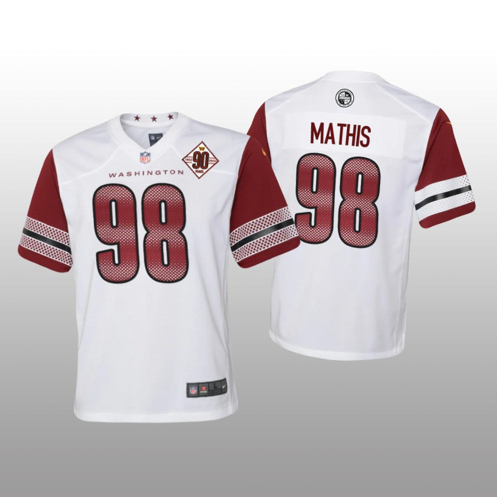 Washington Commanders Phidarian Mathis White Jersey 90th Anniversary Youth