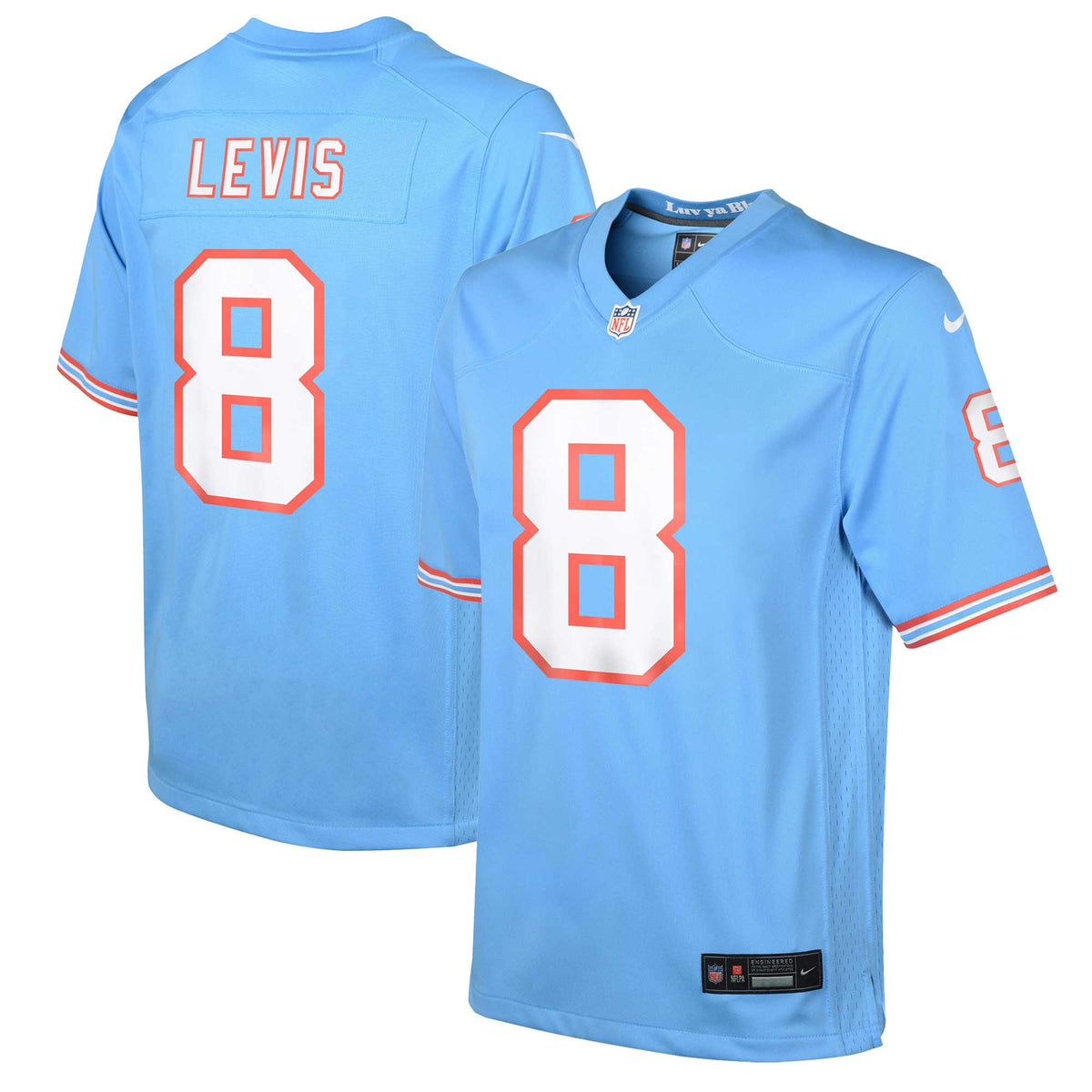 Will Levis Tennessee Titans Nike Youth Oilers Throwback ALT2 Player Game Jersey Light Blue