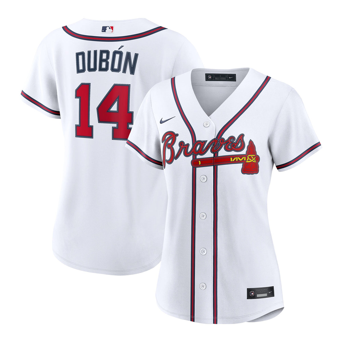Women's Atlanta Braves Mauricio Dubí³n Nike White Home Replica Jersey