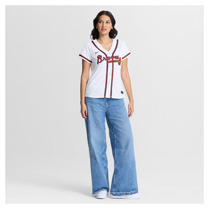 Women's Atlanta Braves Mauricio Dubí³n Nike White Home Replica Jersey