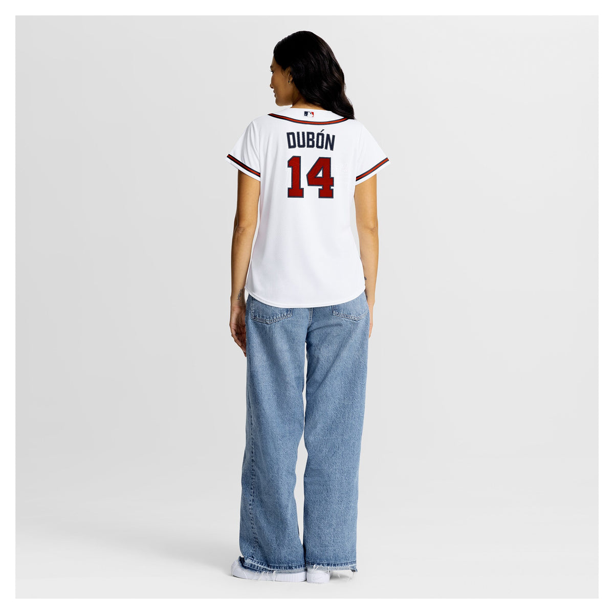 Women's Atlanta Braves Mauricio Dubí³n Nike White Home Replica Jersey