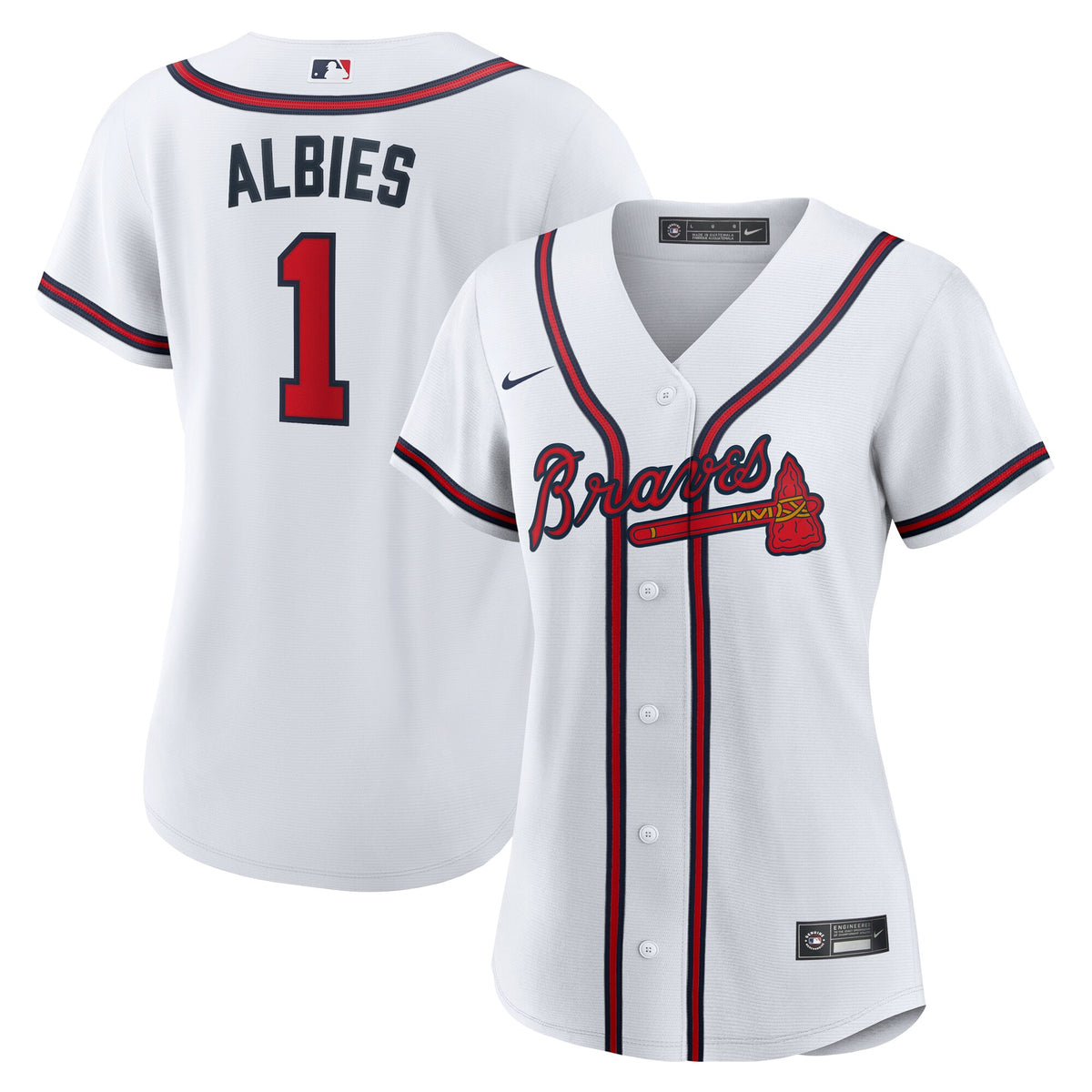 Women's Atlanta Braves Ozzie Albies Nike White Home Replica Jersey