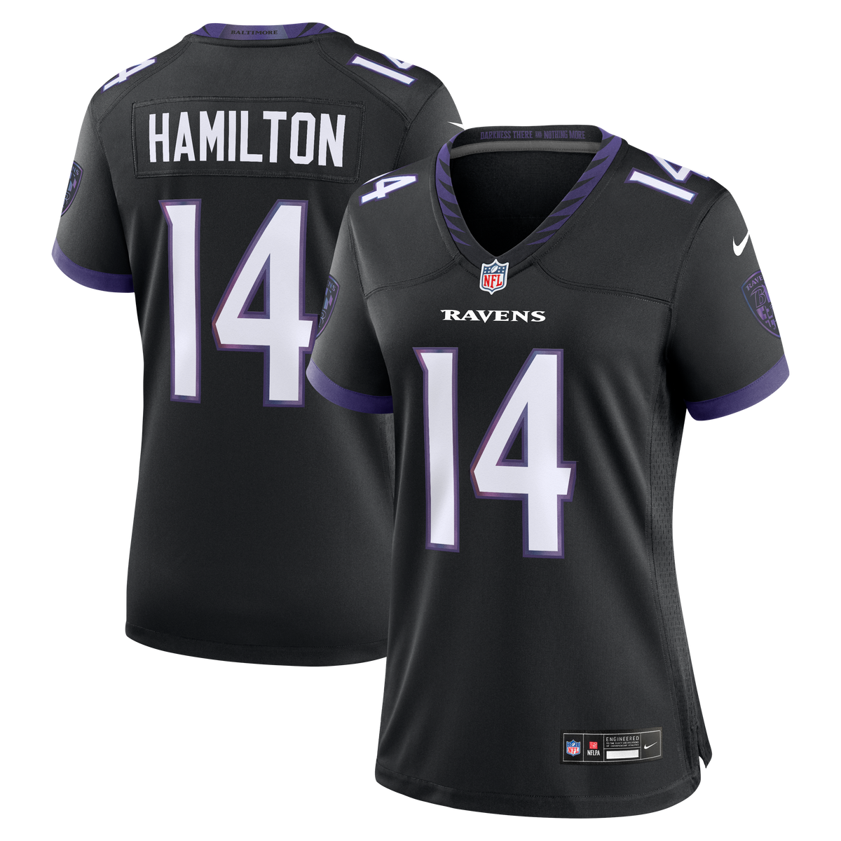 Women's Baltimore Ravens Kyle Hamilton Nike Black Alternate Game Jersey
