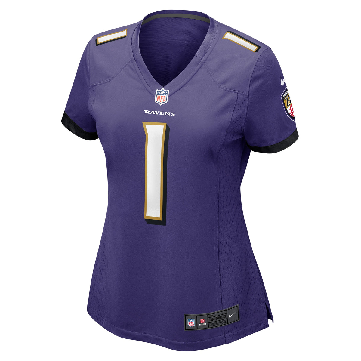 Women's Baltimore Ravens Number 1 Bride Nike Purple Game Jersey
