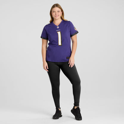 Women's Baltimore Ravens Number 1 Bride Nike Purple Game Jersey