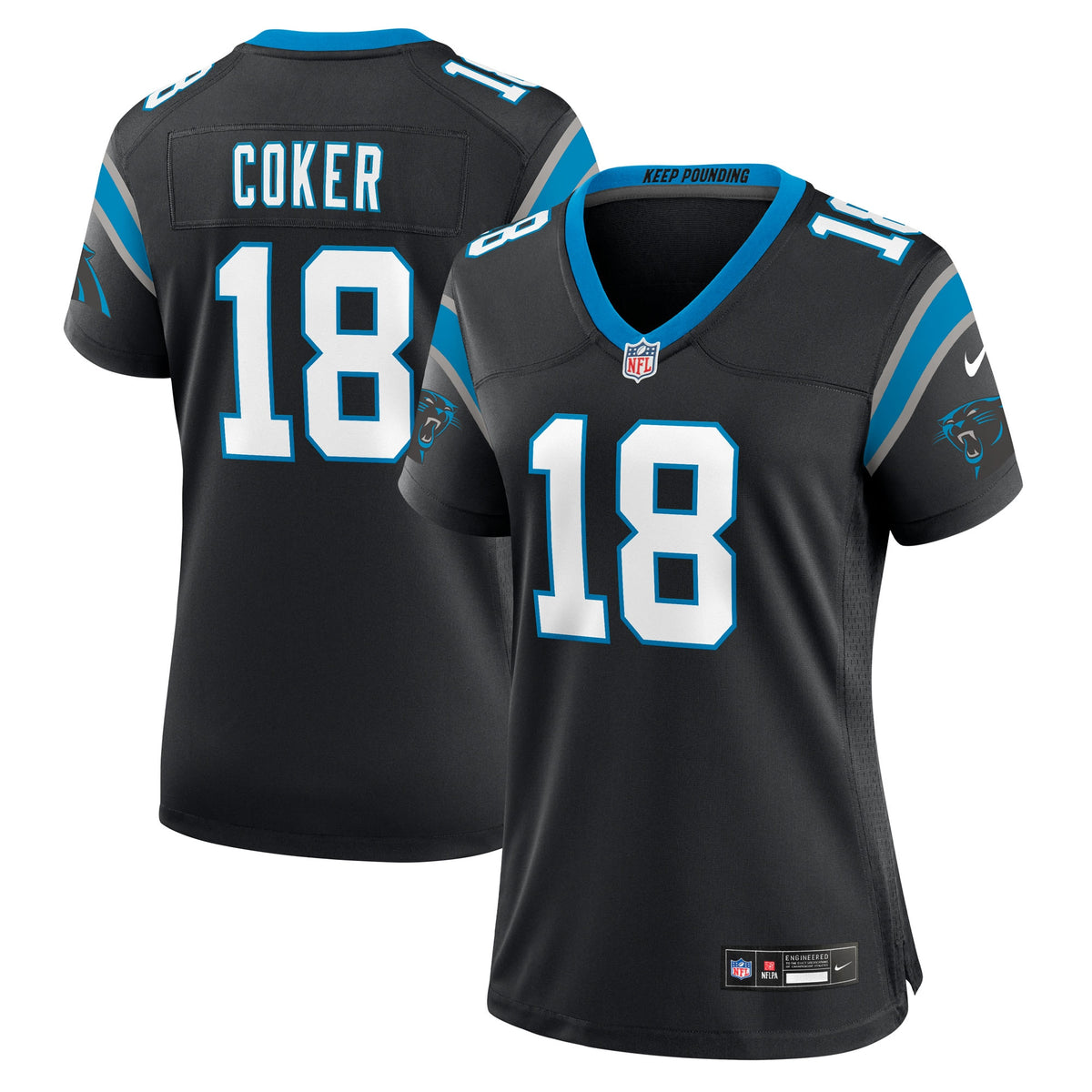 Women's Carolina Panthers Jalen Coker Nike Black Team Game Jersey