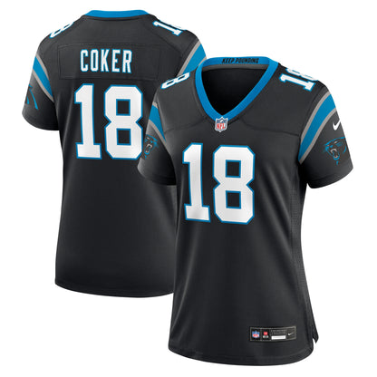 Women's Carolina Panthers Jalen Coker Nike Black Team Game Jersey