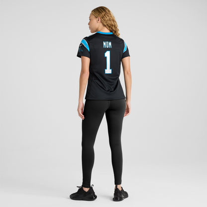 Women's Carolina Panthers Number 1 Mom Nike Black Game Jersey