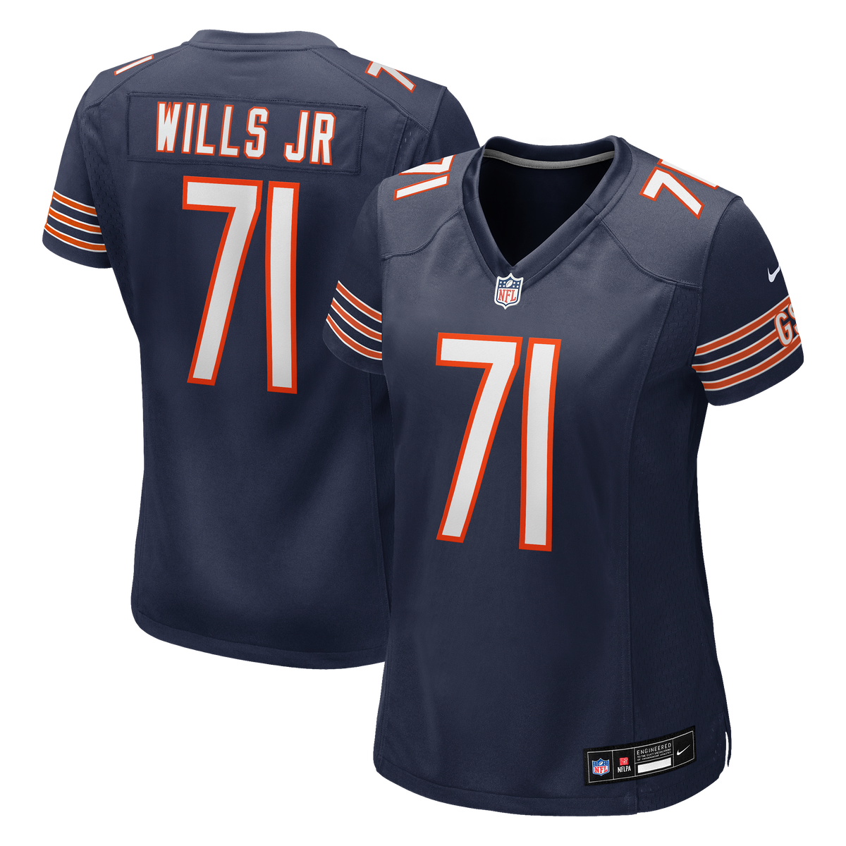 Women's Chicago Bears Jedrick Wills Jr. Nike Navy Team Game Jersey