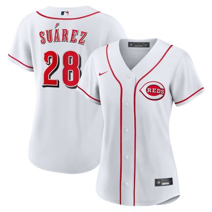 Women's Cincinnati Reds Eugenio Suí¡rez Nike White Home Replica Jersey