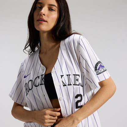 Women's Colorado Rockies Kris Bryant Nike White Home Limited Player Jersey