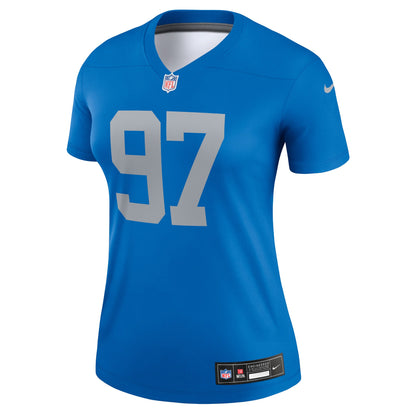 Women's Detroit Lions Aidan Hutchinson Nike Blue Alternate Legend Player Performance Top