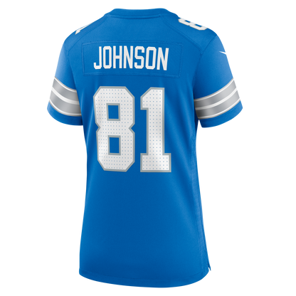 Women's Detroit Lions Calvin Johnson Nike Blue Team Retired Game Jersey
