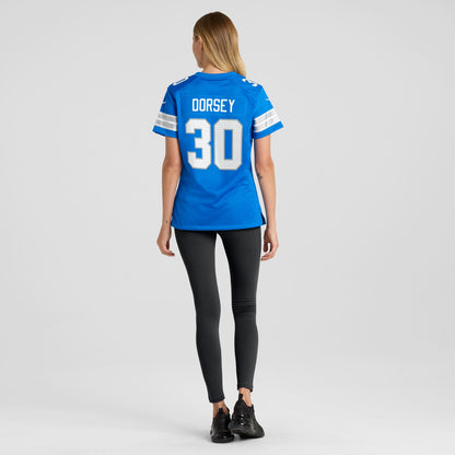 Women's Detroit Lions Khalil Dorsey Nike Blue Team Game Jersey