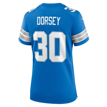 Women's Detroit Lions Khalil Dorsey Nike Blue Team Game Jersey