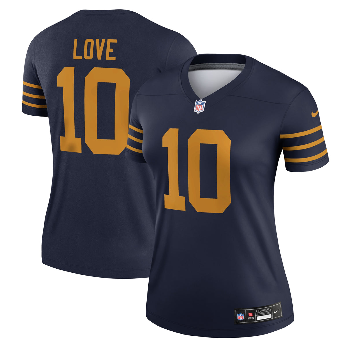 Women's Green Bay Packers Jordan Love Nike Navy The 1923 Classic Legend Player Dri-FIT Top