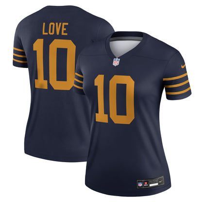 Women's Green Bay Packers Jordan Love Nike Navy The 1923 Classic Legend Player Dri-FIT Top