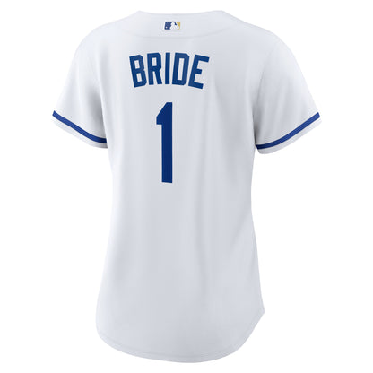 Women's Kansas City Royals Nike White #1 Bride Home Replica Jersey