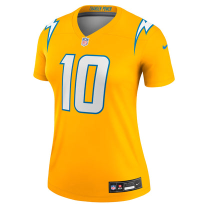 Women's Los Angeles Chargers Justin Herbert Nike Gold Alternate Charger Power Legend Player Performance Top
