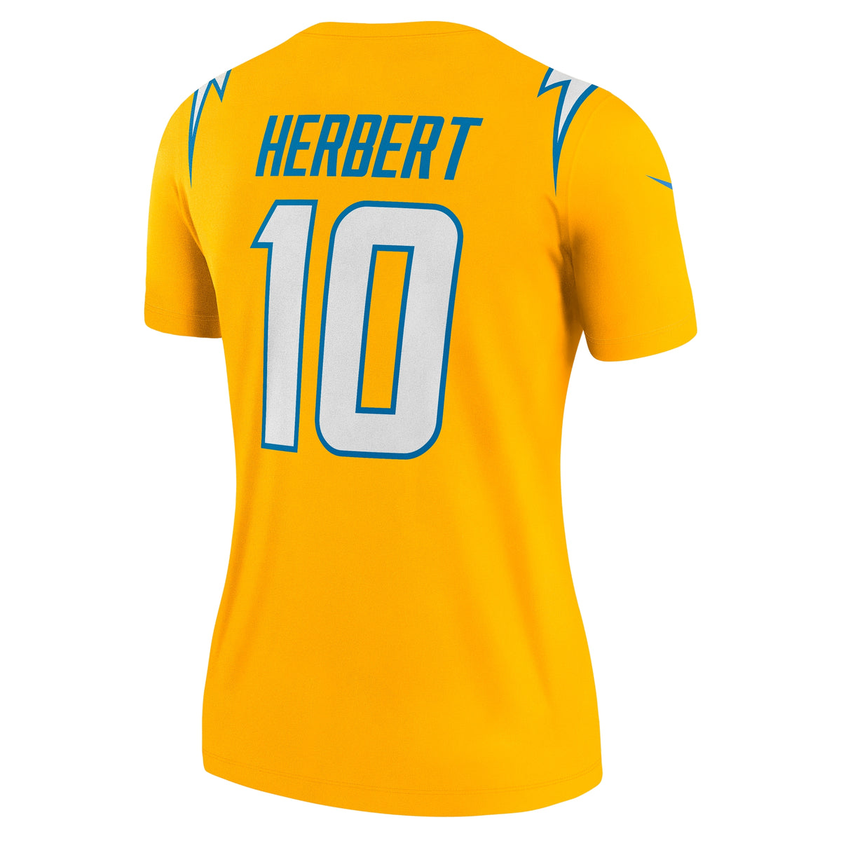 Women's Los Angeles Chargers Justin Herbert Nike Gold Alternate Charger Power Legend Player Performance Top