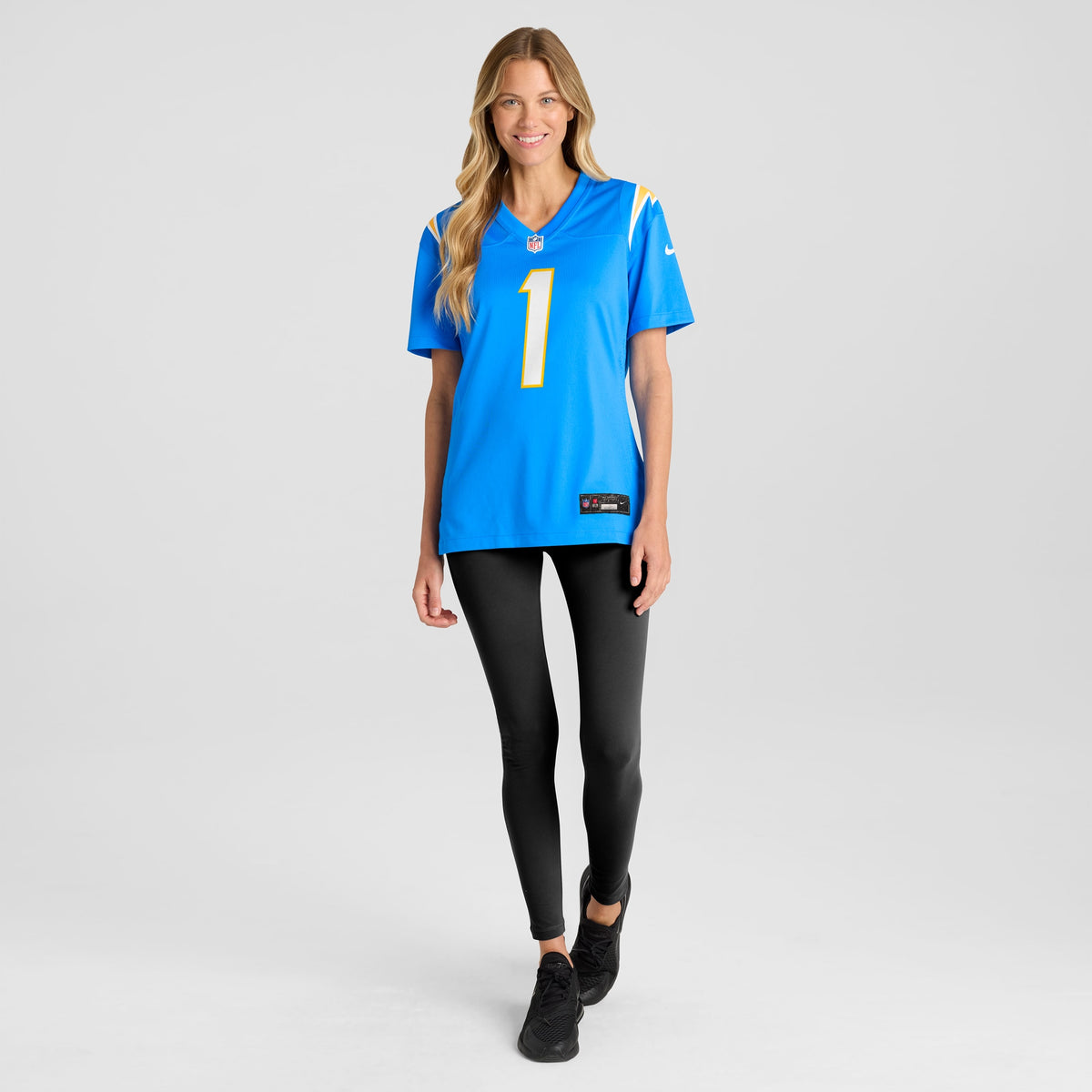 Women's Los Angeles Chargers Number 1 Mom Nike Powder Blue Game Jersey