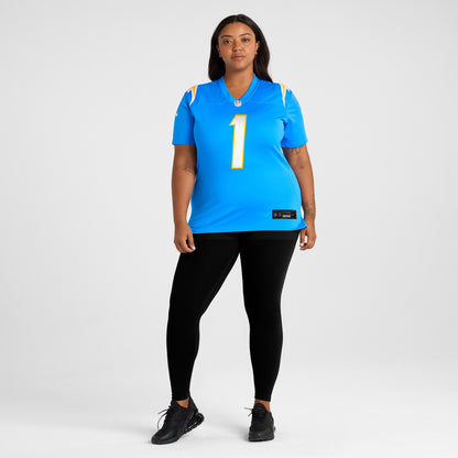 Women's Los Angeles Chargers Number 1 Mom Nike Powder Blue Game Jersey
