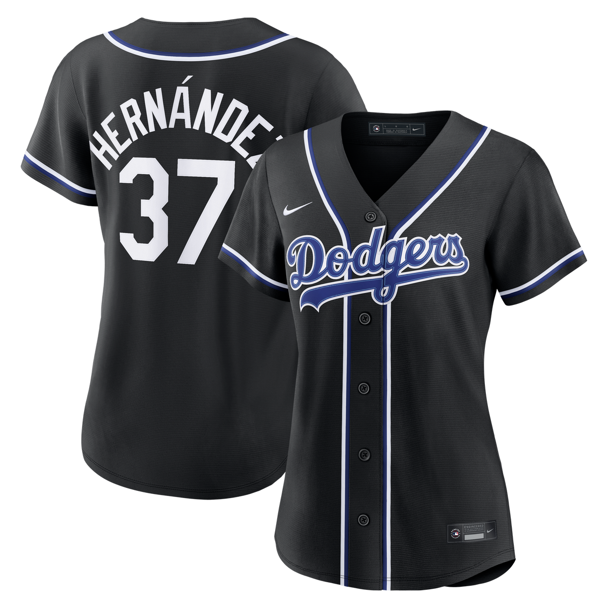Women's Los Angeles Dodgers Teoscar Herní¡ndez Nike Fashion Black Out Replica Jersey