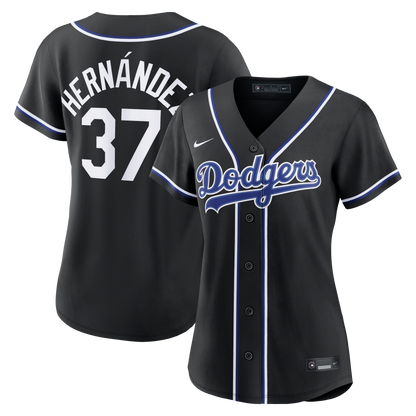 Women's Los Angeles Dodgers Teoscar Herní¡ndez Nike Fashion Black Out Replica Jersey