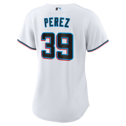 Women's Miami Marlins Eury Perez Nike White Home Replica Jersey