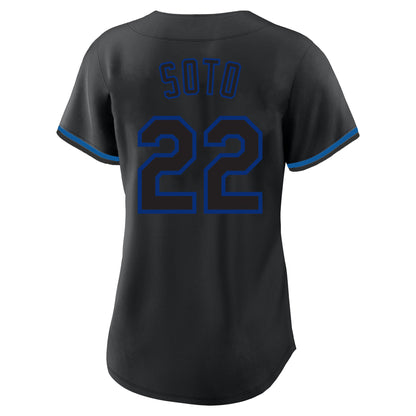 Women's New York Mets Juan Soto Profile Black Plus Size Player Name & Number Fashion Jersey