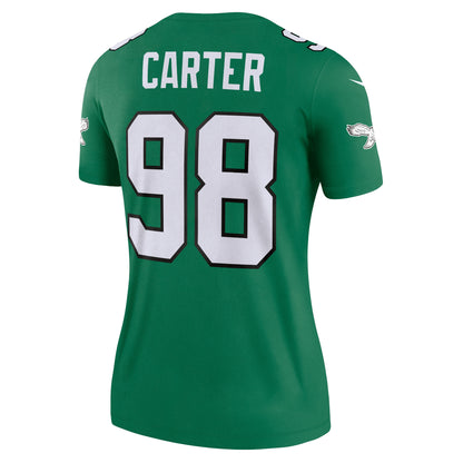 Women's Philadelphia Eagles Jalen Carter Nike Kelly Green Alternate Legend Player Performance Top