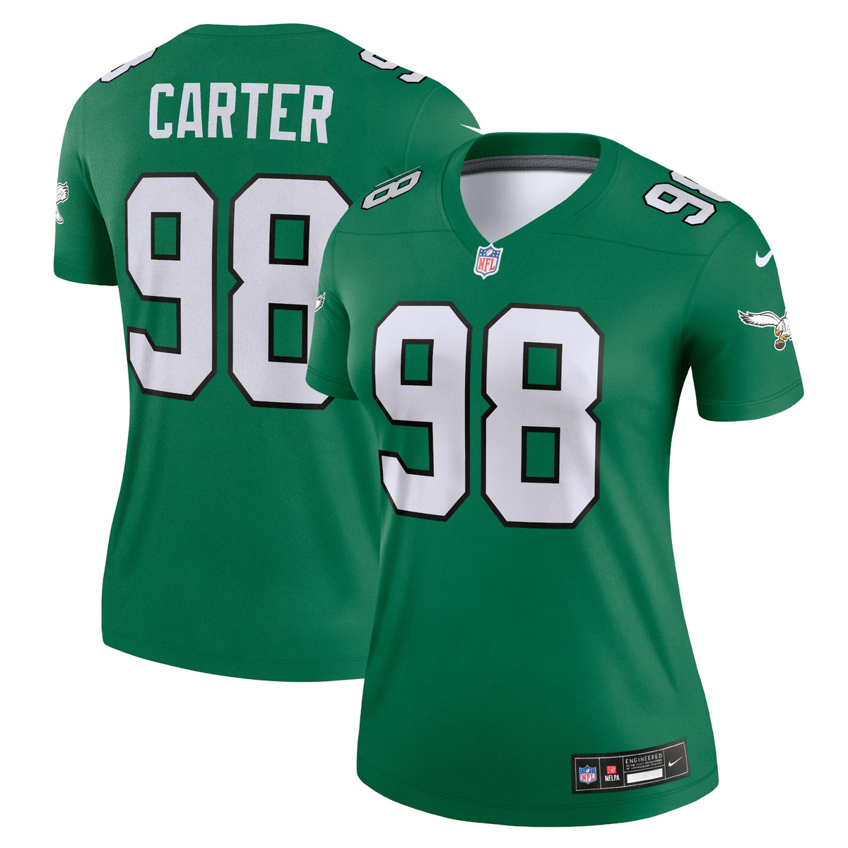 Women's Philadelphia Eagles Jalen Carter Nike Kelly Green Alternate Legend Player Performance Top