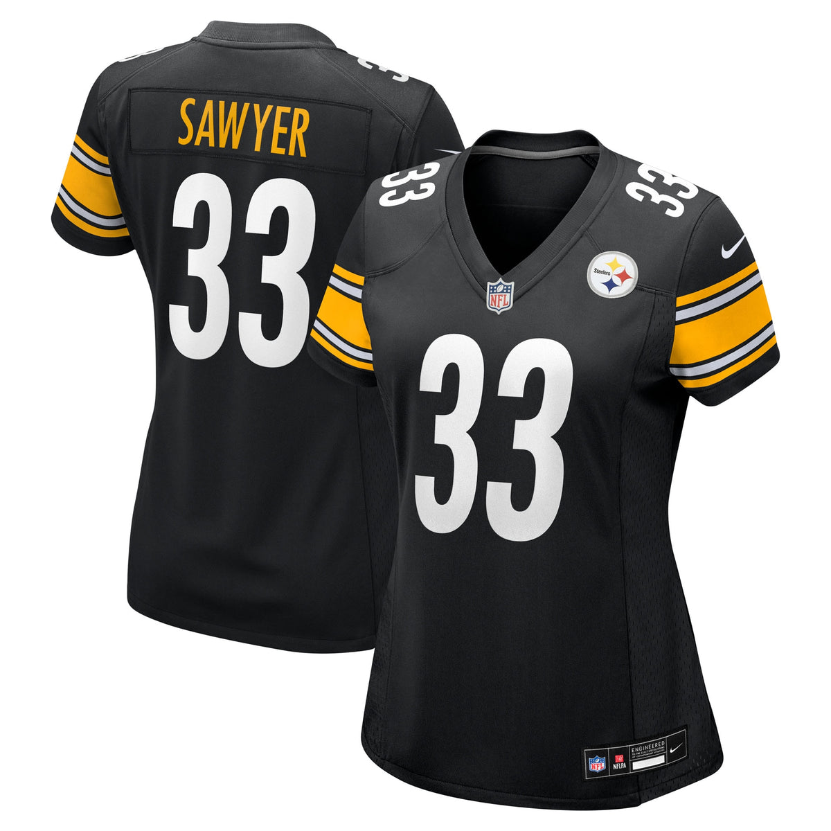 Women's Pittsburgh Steelers Jack Sawyer Nike Black Team Game Jersey