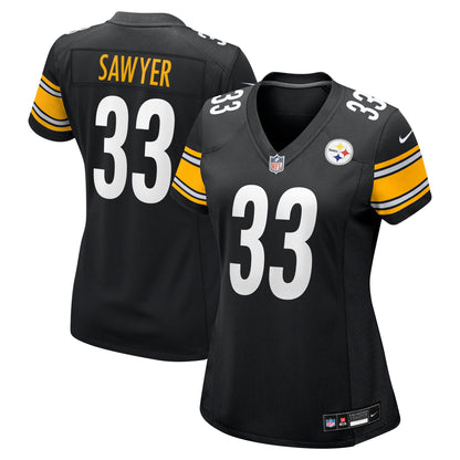 Women's Pittsburgh Steelers Jack Sawyer Nike Black Team Game Jersey