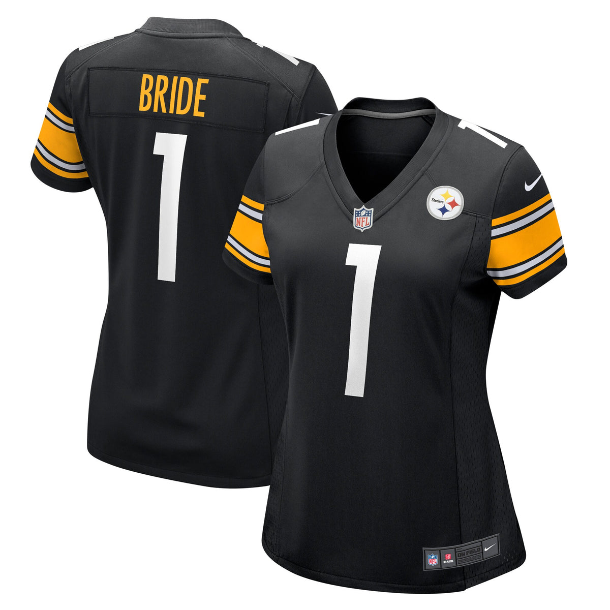 Women's Pittsburgh Steelers Number 1 Bride Nike Black Game Jersey