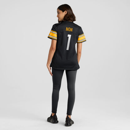 Women's Pittsburgh Steelers Number 1 Mom Nike Black Game Jersey
